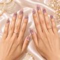 3D Crystal Semicured Gel Nail Strips - Iridescent Purple Gradient Design 2