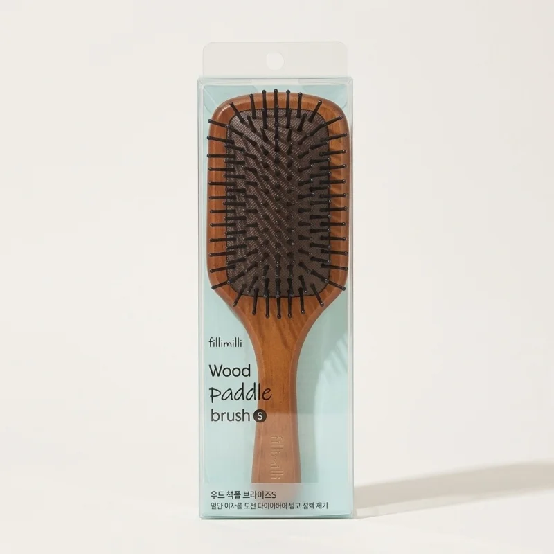 Fillimilli Wood Paddle Brush S - Scalp Massage and Detangling Hairbrush - Main Image