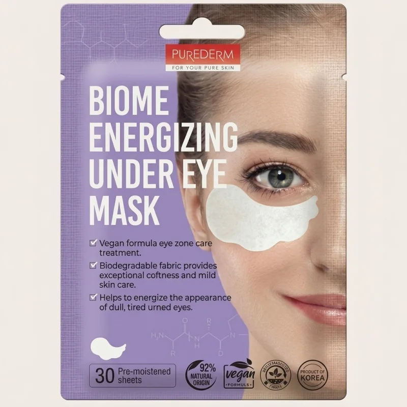 Purederm Biome Energizing Under Eye Mask (30 Sheets) - Vegan and Refreshing - Main Image