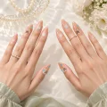 3D Butterfly Semicured Gel Nail Strips - Ombre Glitter Almond Design 2
