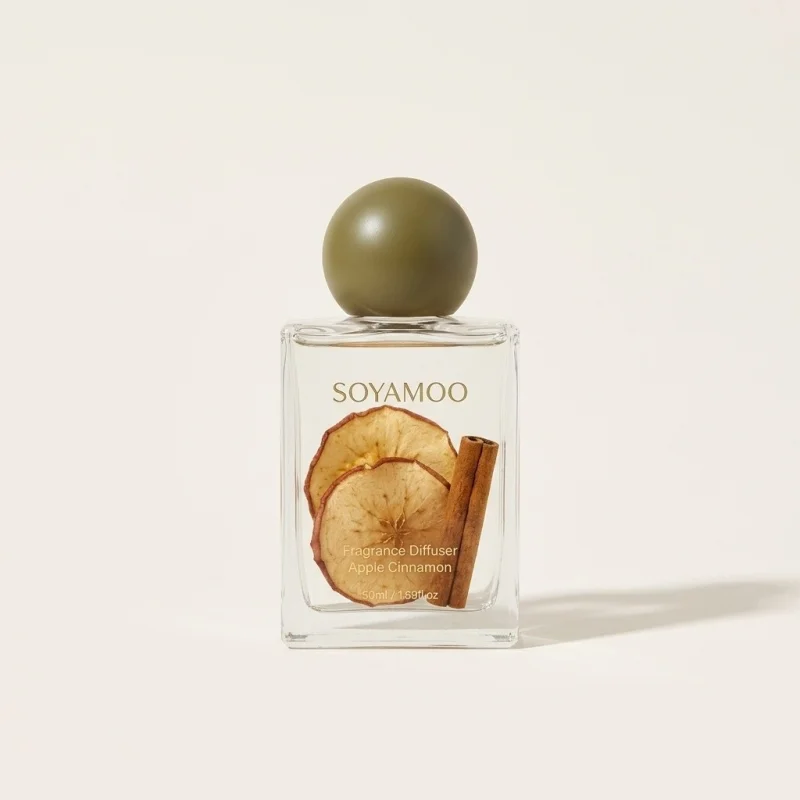 SOYAMOO ++ Apple Cinnamon Reed Diffuser with Real Botanicals, 120ml - Main Image