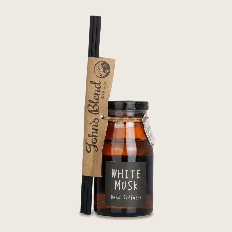 John's Blend Reed Diffuser White Musk 50ml - Refreshing Interior Fragrance - Main Image