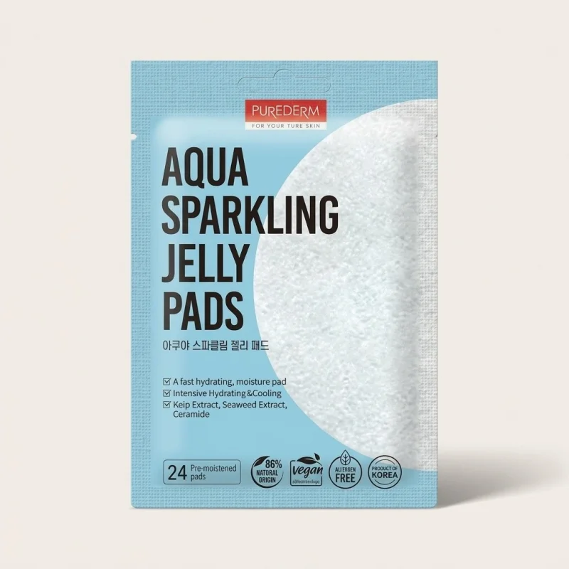 PUREDERM Aqua Sparkling Jelly Pads - Intensive Hydrating & Cooling (24 Pads) - Main Image