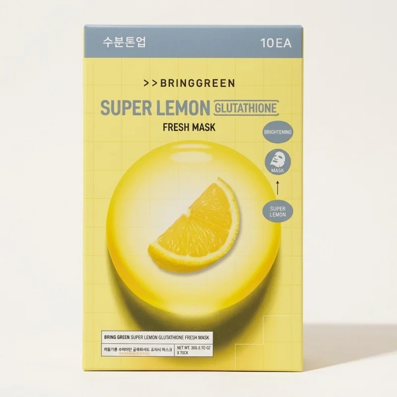 BRINGGREEN Super Lemon Glutathione Fresh Mask - Brightening Sheet Mask (10 Pack) - Main Image