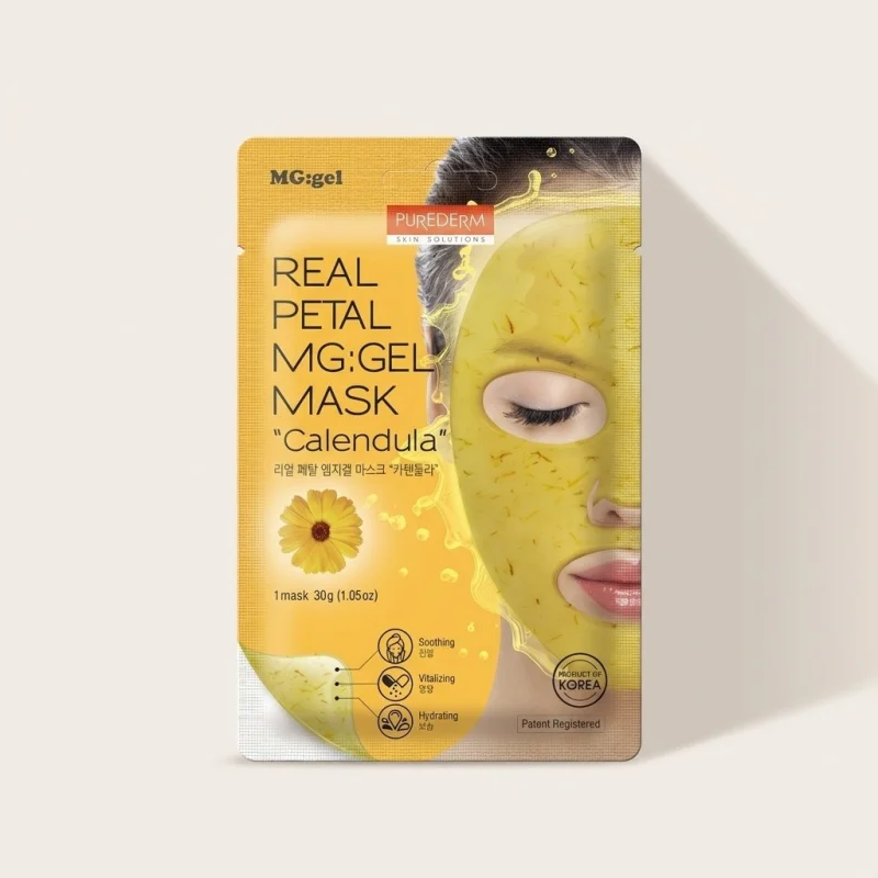 PUREDERM Real Petal MG Gel Mask Calendula - Soothing & Hydrating Face Mask - Main Image