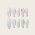 Handcrafted Ombre Gel Press-On Nails with Rhinestones - Medium Almond 1