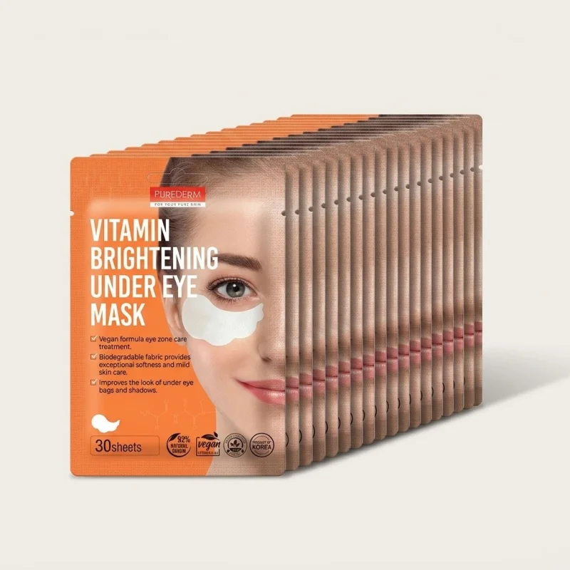 PUREDERM Vitamin Brightening Under Eye Mask - 30 Vegan Sheets for Dark Circles - Main Image