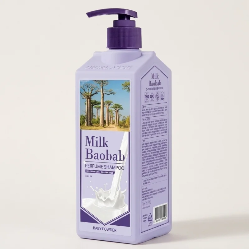 Milk Baobab Perfume Shampoo Baby Powder Scent 500ml - Hydrating Hair Care - Main Image