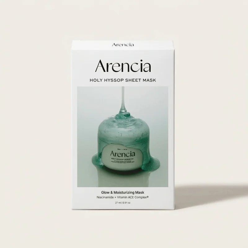 Arencia Holy Hyssop Sheet Mask (5 Pack) - Niacinamide & Vitamin ACE Glow Mask - Main Image