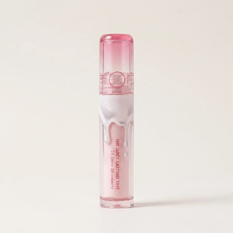 ROMAND Juicy Lasting Tint 28 Snow Strawberry, High-Shine Cool Pink Lip Stain - Main Image