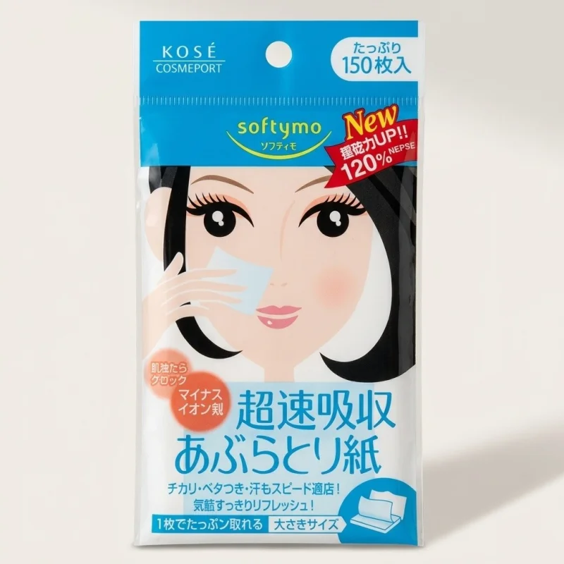 KOSE Softymo Super Fast Oil Blotting Paper - 150 Sheets for Shine Control - Main Image