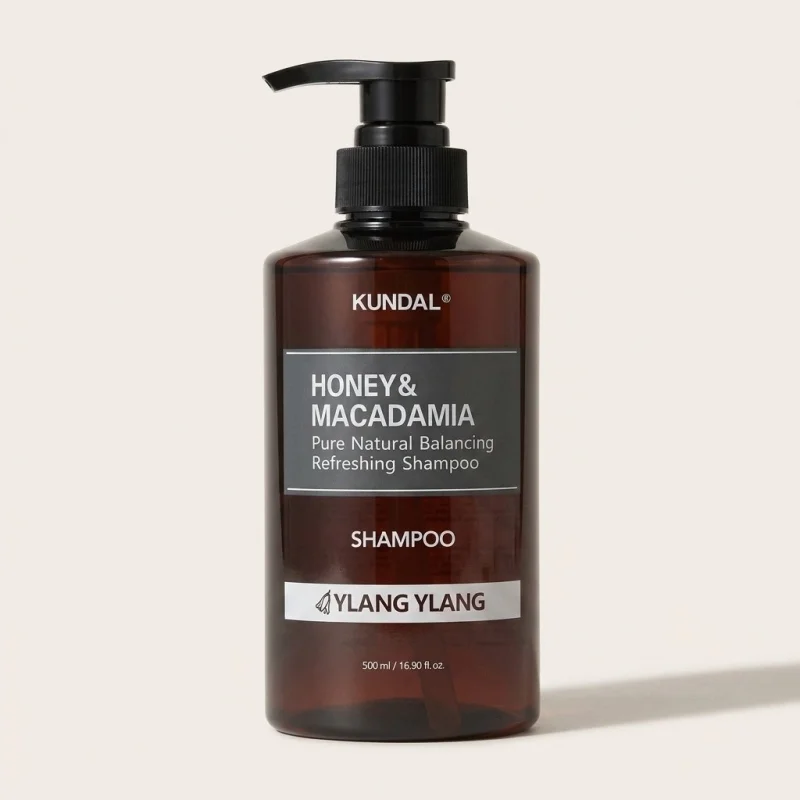 KUNDAL Honey & Macadamia Shampoo, Ylang Ylang Scent, pH Balanced, 500ml - Main Image