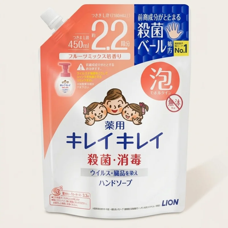 LION Kirei Kirei Foaming Hand Soap Refill, Fruit Mix Scent, 450ml - Main Image
