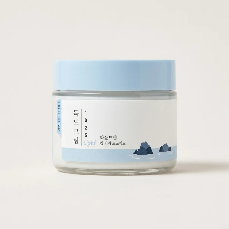 ROUND LAB 1025 Dokdo Light Cream 80ml - Refreshing Mineral Face Moisturizer - Main Image