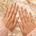 Premium Semicured Gel Nail Strips - Nude Ombre Floral with Gold Accents 2
