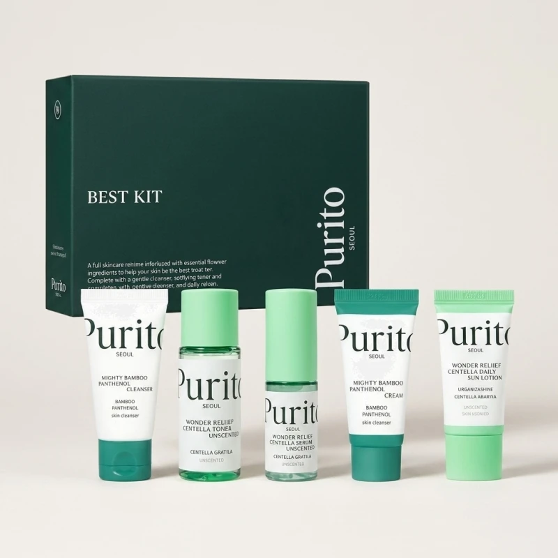 PURITO Centella Mini Kit — Essential 5-Step Skincare Travel Set - Main Image