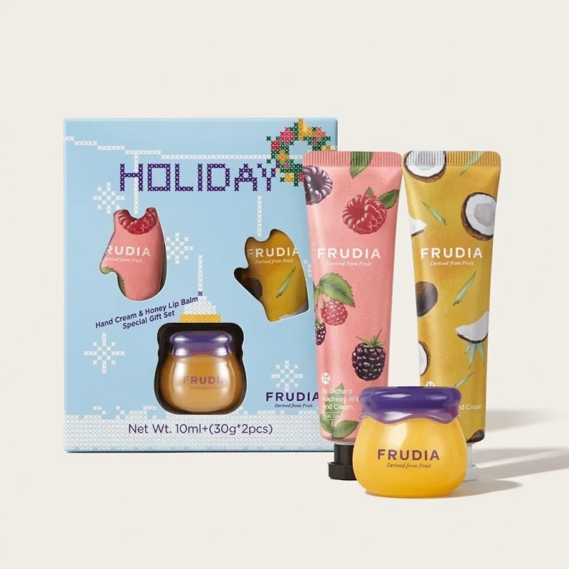 FRUDIA Honey Lip Balm & Fruit Hand Cream Holiday Gift Set, 3-Piece Kit - Main Image