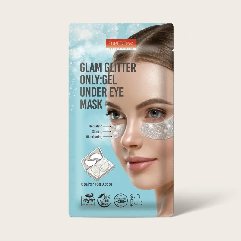 PUREDERM Glam Glitter Gel Under Eye Mask - Hydrating & Illuminating, 6 Pairs - Main Image