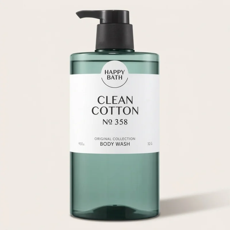 HAPPY BATH Clean Cotton Body Wash No. 358 - Large 910g Pump Bottle - Main Image