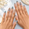 Premium 3D Crystal Press-On Nails - Blue Gradient Cat-Eye Salon Design 2
