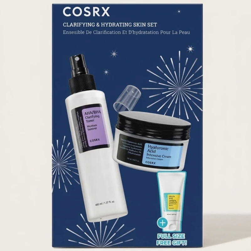 COSRX Clarifying & Hydrating Skin Set with AHA/BHA Toner and Hyaluronic Cream - Main Image