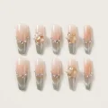 Semicured Gel Nail Strips - Cat Eye Ombre with 3D Star & Rhinestone Accents 1
