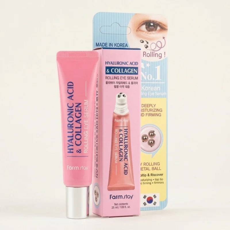 FARMSTAY Hyaluronic Acid & Collagen Rolling Eye Serum 25ml - Hydrating Massage - Main Image
