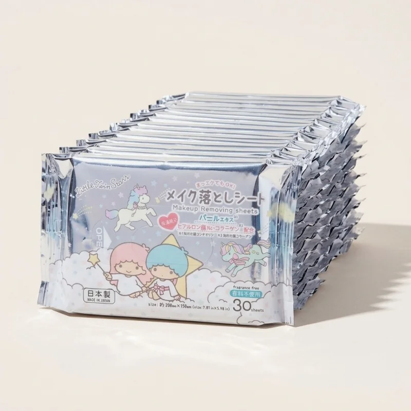 Sanrio Little Twin Stars Makeup Remover Sheets - 30 Pack, Made in Japan - Main Image
