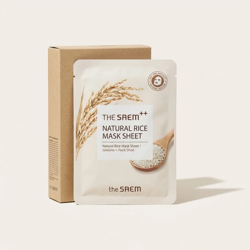 THE SAEM Natural Rice Mask Sheet - Brightening and Hydrating Facial Treatment - Main Image