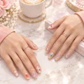 Semicured Gel Nail Strips - Bow & Heart Art Design with 3D Accents 2