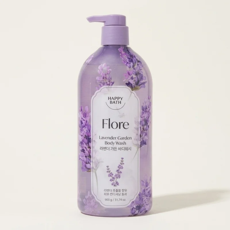 HAPPY BATH Flore Lavender Garden Body Wash 900g - Relaxing Floral Cleanser - Main Image