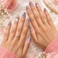 Semicured Gel Nail Strips with 3D Flower Charms & Pearl Accents 2