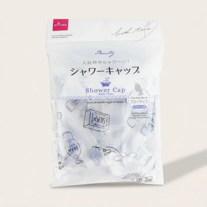 DAISO Waterproof Shower Cap for Hair Protection during Bath and Shower - Main Image