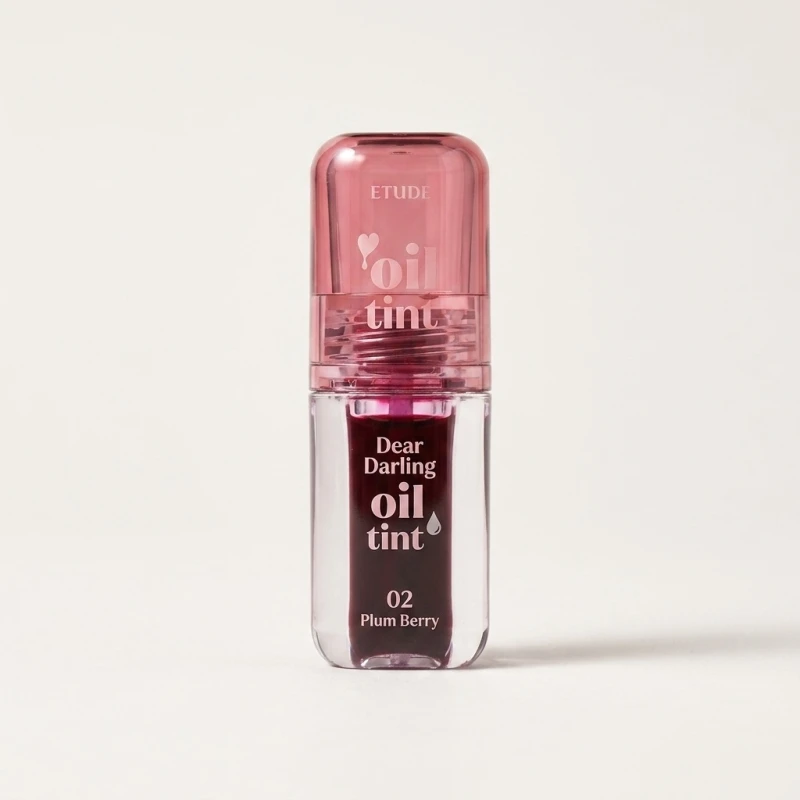 ETUDE Dear Darling Oil Tint 02 Plum Berry - High-Shine Hydrating Lip Color - Main Image