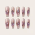 3D Crystal Semicured Gel Nail Strips - Iridescent Purple Gradient Design 1