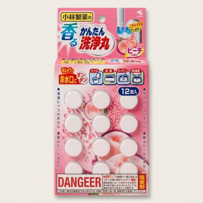 Kobayashi Pipe Cleansing Tablets Peach Scent - Deodorizing Drain Cleaner, 12ct - Main Image