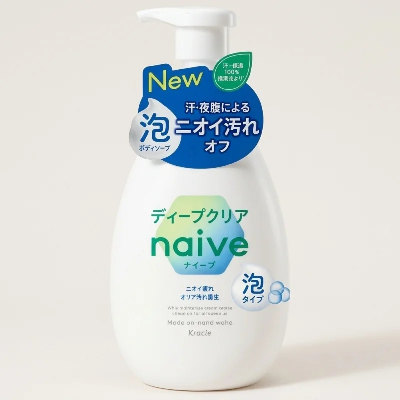 Kracie Naive Foaming Body Wash Deep Clear 600ml - Plant-Derived Cleanser - Main Image