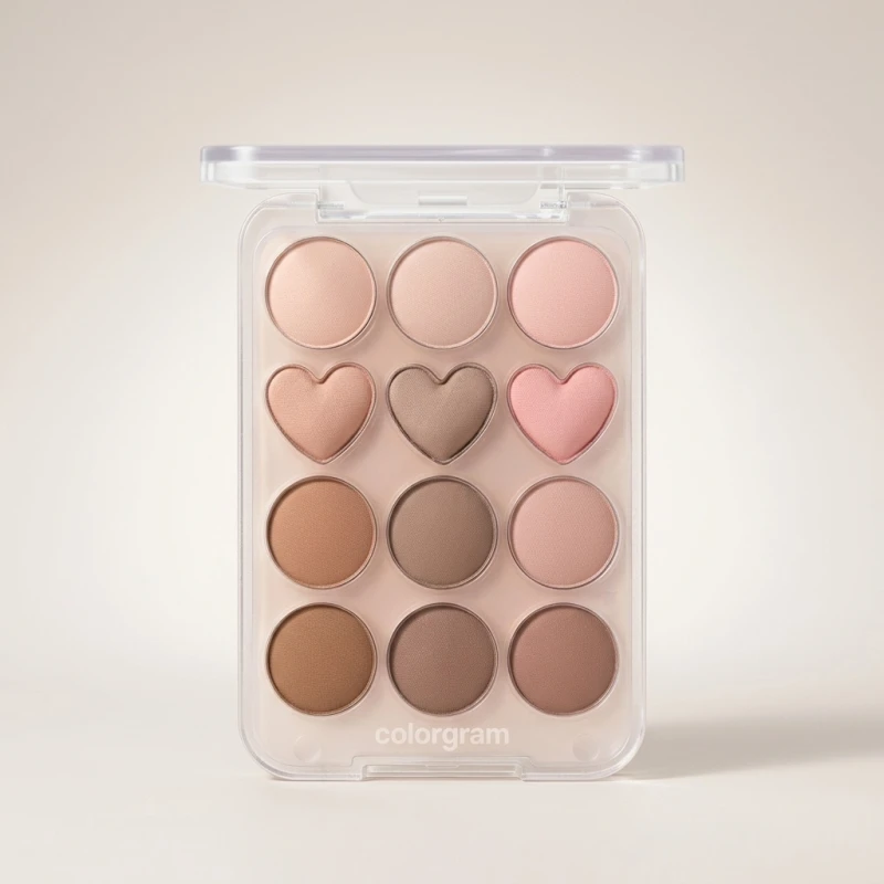 COLORGRAM Pin Point Eyeshadow Palette 07 Nude & Geek - 12 Versatile Shades - Main Image