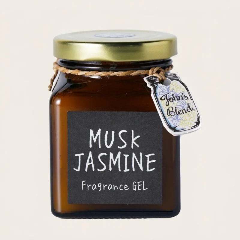 John's Blend Fragrance Gel Musk Jasmine 135g Glass Jar Home Air Freshener - Main Image