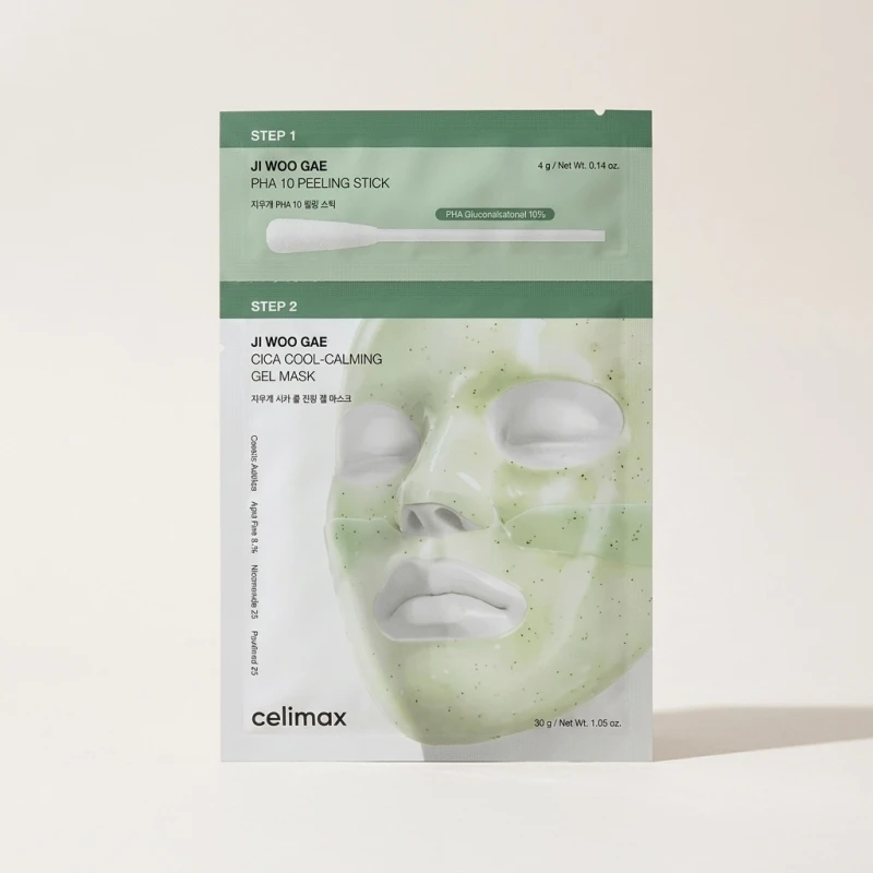 CELIMAX Ji Woo Gae Cica PHA Peel 2-Step Gel Mask, Gentle Exfoliating (4 Count) - Main Image