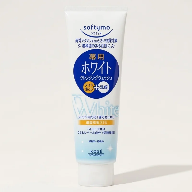 KOSE Softymo White Cleansing Foam 190g - Dual Makeup Remover & Face Wash - Main Image