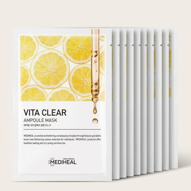 MEDIHEAL Vita Clearing Ampoule Mask - Brightening & Vitalizing Skincare (10 Pack) - Main Image