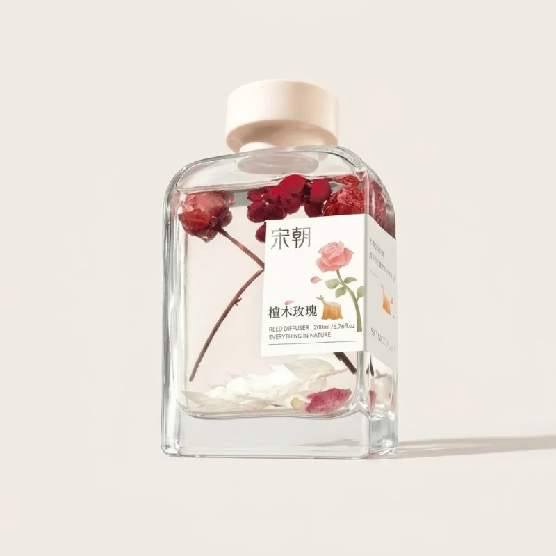 SONGCHAO Rosewood and Rose Reed Diffuser with Botanical Elements - Main Image