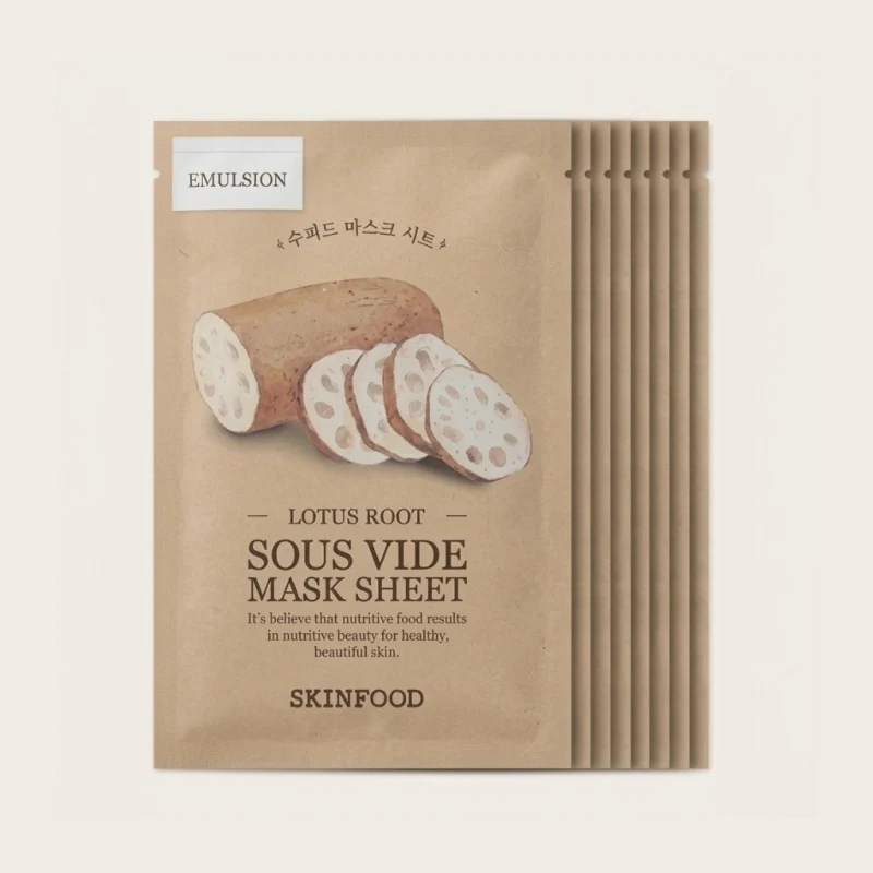 SKINFOOD Lotus Root Sous Vide Mask Sheet (10 Count) - Hydrating Emulsion Essence - Main Image