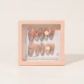 Semicured Gel Nail Strips with 3D Flower Charms & Pearl Accents 3