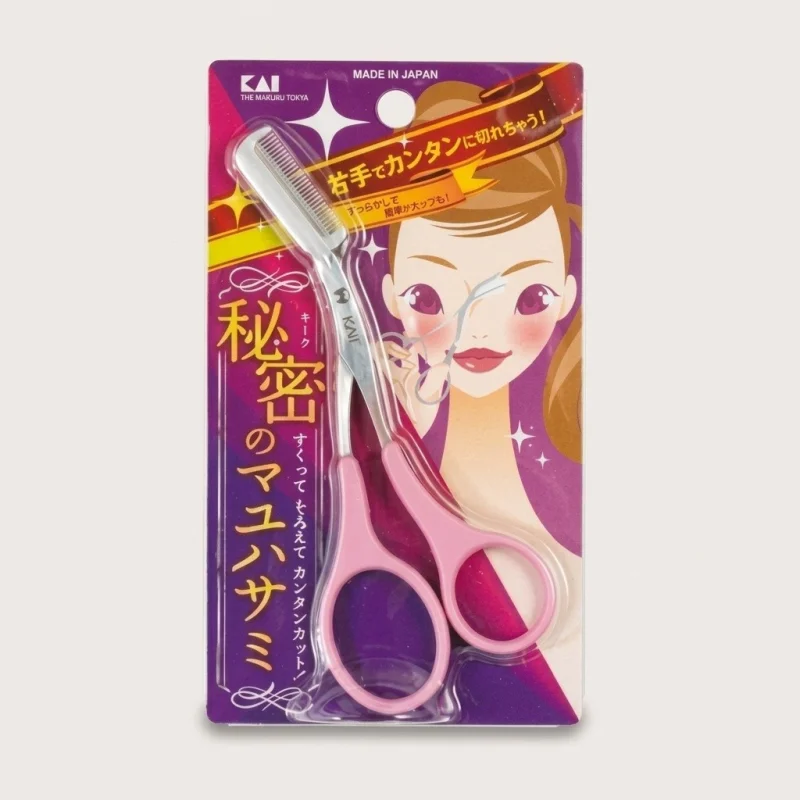 KAI Eyebrow Grooming Scissors with Detachable Comb - Made in Japan - Main Image