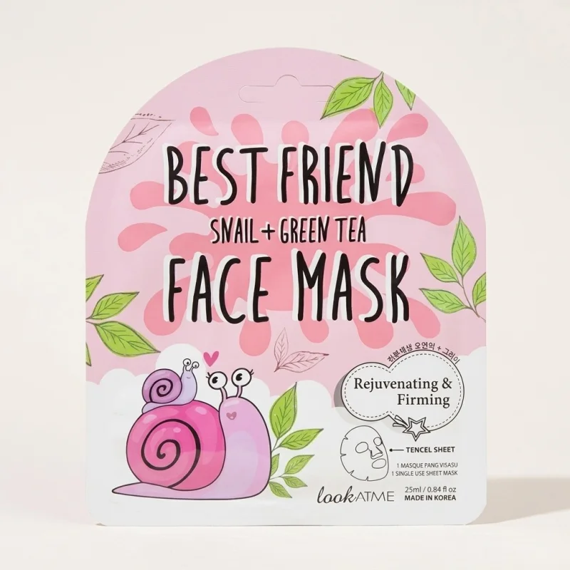 LOOK AT ME Best Friend Snail Green Tea Face Mask, Rejuvenating & Firming 25ml - Main Image