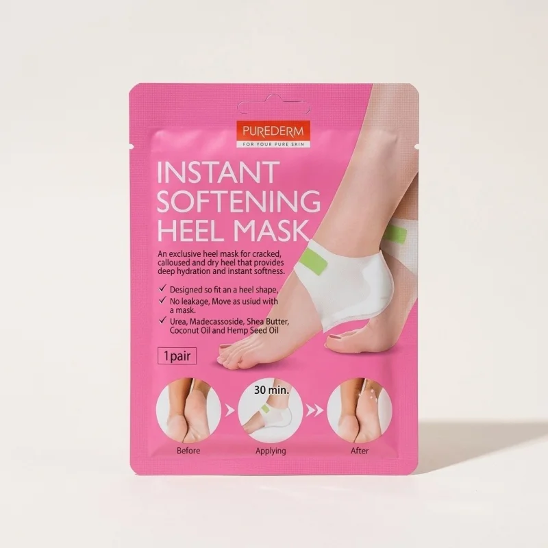 PUREDERM Instant Softening Heel Mask - Shea Butter & Coconut Oil Treatment - Main Image