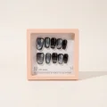 Cat Eye Semicured Gel Nail Strips with 3D Accents - Black and Grey 4