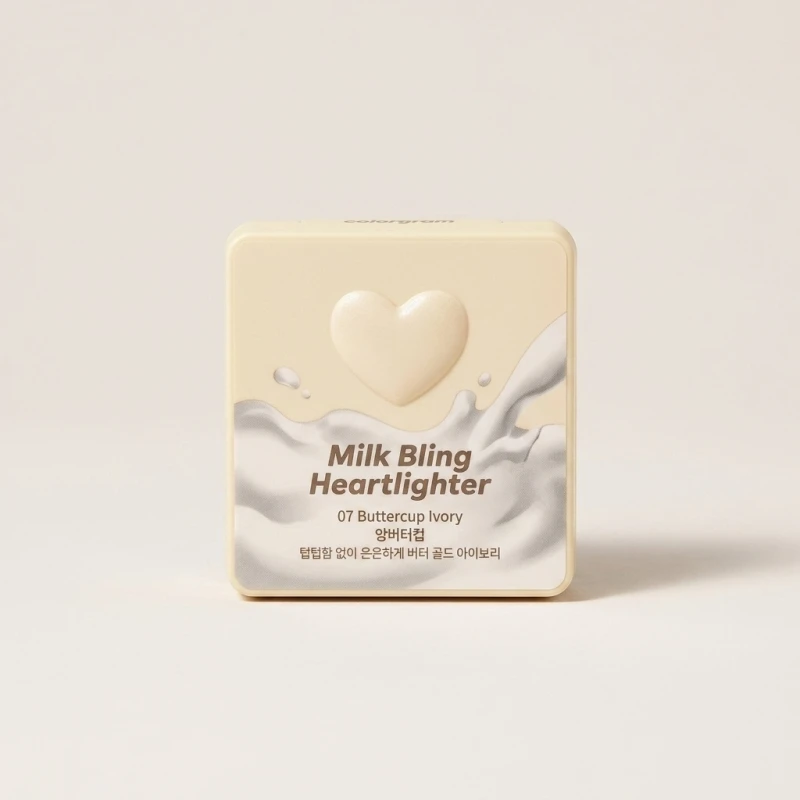 COLORGRAM Milk Bling Heartlighter 07 Buttercup Ivory - Luminous Face Glow - Main Image